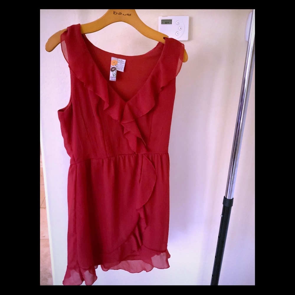 Red dress with ruffle detail